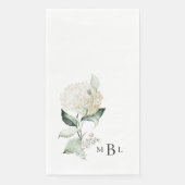 Elegant Bladerwerk & Hydrangea Monogram Bruiloft Servet (Voorkant)