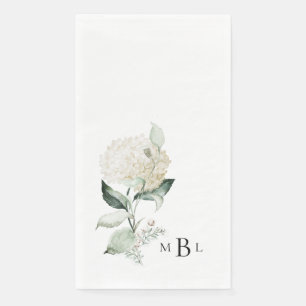 Elegant Bladerwerk & Hydrangea Monogram Bruiloft Servet