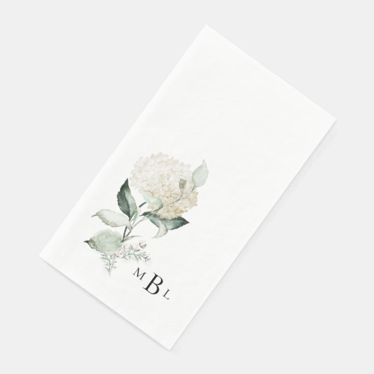 Elegant Bladerwerk & Hydrangea Monogram Bruiloft Servet (Hoek)