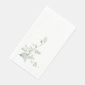 Elegant Bladerwerk & Katoen Monogram Bruiloft Servet (Hoek)