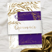 Elegant bladgoud Confetti Quinceanera Uitnodigingen Wikkel