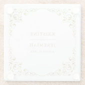 Elegant bladgoud op witte bruiloft glazen onderzetter (Achterkant)