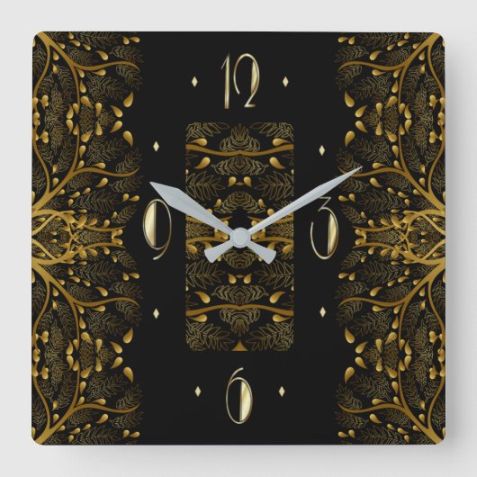 Elegant bladgoud vierkante klok (Voorkant)
