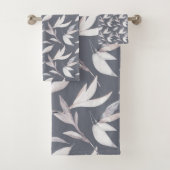 Elegant bladgrijs Modern Botanisch Bad Handdoek (Insitu)