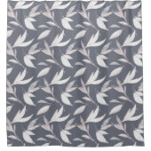 Elegant bladgrijs Modern Botanisch Douchegordijn (Voorkant)