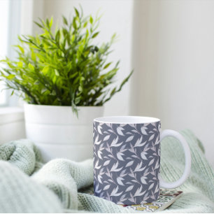 Elegant bladgrijs Modern Botanisch Koffiemok