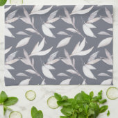 Elegant bladgrijs Modern Botanisch Theedoek (Gevouwen)