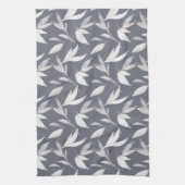 Elegant bladgrijs Modern Botanisch Theedoek (Verticaal)