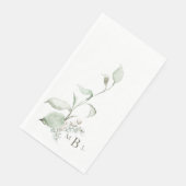 Elegant Bladgrijs Monogram Papieren Gast Handdoeke Servet (Hoek)