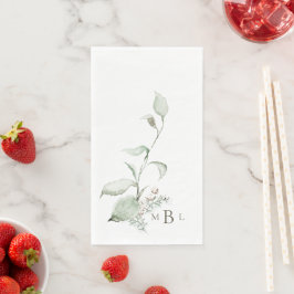 Elegant Bladgrijs Monogram Papieren Gastendoekjes Servet