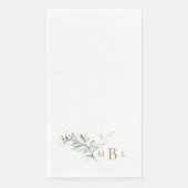 Elegant Bladgroen Goud Monogram Servet (Voorkant)