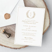  Elegant Bladkrans Gouden Border Bruiloft Kaart