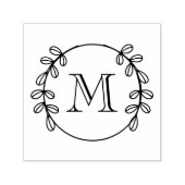 Elegant Bladkrans Lijst #2 Initiaal Monogram Zelfinktende Stempel (Design)