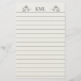 Elegant bladmonogram gepersonaliseerd gelinieerd briefpapier