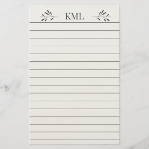 Elegant bladmonogram gepersonaliseerd gelinieerd briefpapier