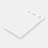 Elegant bladmonogram gepersonaliseerd gelinieerd post-it® notes (Schuin)