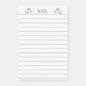 Elegant bladmonogram gepersonaliseerd gelinieerd post-it® notes (Voorkant)