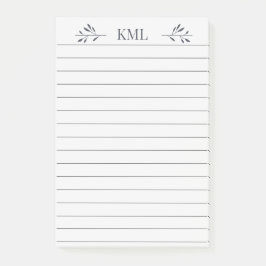 Elegant bladmonogram gepersonaliseerd gelinieerd post-it® notes