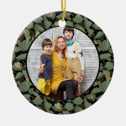 Elegant bladontwerp botanisch keramisch ornament (Voorkant)