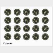 Elegant bladontwerp botanische initiaal ronde sticker (Vel)
