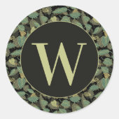 Elegant bladontwerp botanische initiaal ronde sticker (Voorkant)
