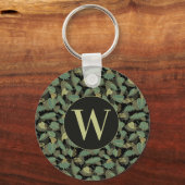 Elegant bladontwerp botanische initiaal sleutelhanger (Voorkant)