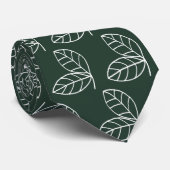 Elegant bladpatroon donkergroen stropdas (Opgerold)
