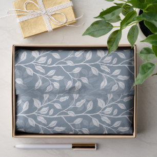 Elegant Bladpatroon in Blauw Tissuepapier