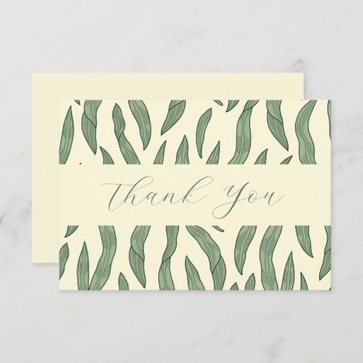 Elegant Bladpatroon Platte Bedankkaart (Voorkant / Achterkant)