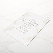 Elegant bladwerk witte trouw goud folie uitnodiging (Gedraaid)