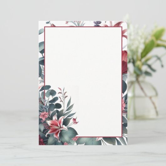 Elegant Blank Bloemen Bruiloft Kaart (Staand voorkant)