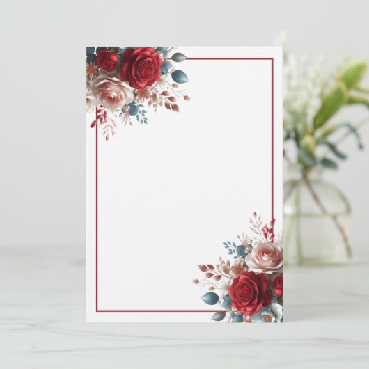 Elegant Blank Bloemen Bruiloft Kaart (Staand voorkant)