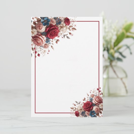 Elegant Blank Bloemen Bruiloft Kaart (Staand voorkant)