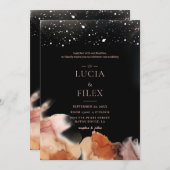 Elegant blank en Oranje inktweddenschap Kaart (Voorkant / Achterkant)