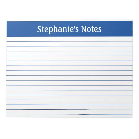 Elegant blauw, 11 x 8,5 landschap, aangepast notitieblok (Voorkant)