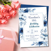 Elegant blauw 35e verjaardag bloementinten van bla kaart