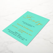 Elegant Blauw 40e Verjaardag Folie Uitnodiging (Gedraaid)