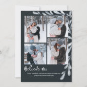 Elegant Blauw 4 Fotocollage Vakantiekaart Feestdagenkaart (Voorkant)