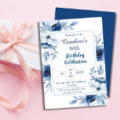 Elegant blauw 60e verjaardag bloementinten van bla kaart