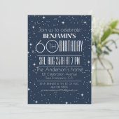 Elegant Blauw 60e Verjaardag Uitnodiging ontwerp (Staand voorkant)