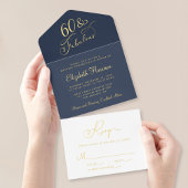 Elegant Blauw 60e Verjaardagsfeest All In One Uitnodiging