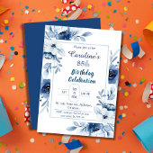 Elegant blauw 85e verjaardag bloementinten van bla kaart