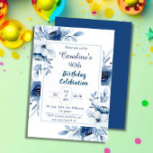 Elegant blauw 90e verjaardag bloementinten van bla kaart