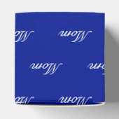 Elegant blauw aangepast script naam tekstmonogram bedankdoosjes (Bovenkant)