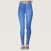 Elegant blauw Abstract geborsteld Stripes | Leggings (Voorkant)