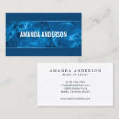 Elegant Blauw Abstract Marmeren Ontwerp Visitekaar Visitekaartje (Voorkant / Achterkant)