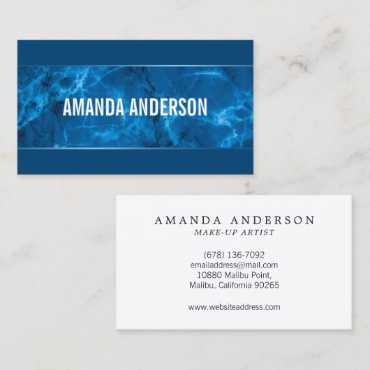 Elegant Blauw Abstract Marmeren Ontwerp Visitekaar Visitekaartje (Voorkant / Achterkant)