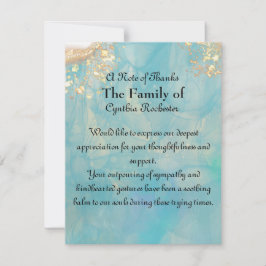 Elegant Blauw Abstract Oceaan Marmer Memorial Bedankkaart