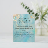 Elegant Blauw Abstract Oceaan Marmer Memorial Bedankkaart (Staand voorkant)