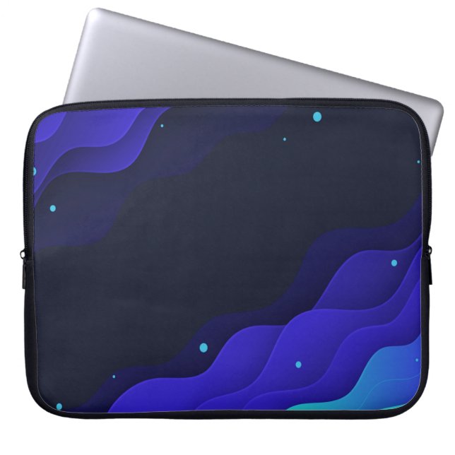 Elegant blauw Abstracte Waves-laptophoes Laptop Sleeve (Voorkant)
